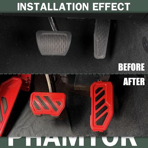 دواسة غاز ألومنيوم مضادة للانزلاق ودواسة فرامل متوافقة مع 2018-2025 Jeep Wrangler JL JLU 4XE وJeep Gladiator JT، بدون حفر غطاء لوحة الغاز غير القابل للانزلاق ووسادة التسريع، أحمر in Kuwait