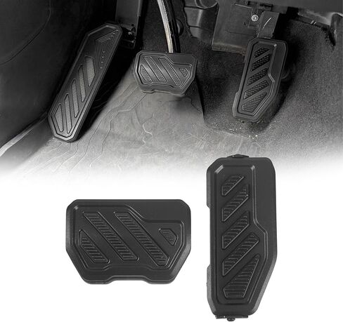 دواسة غاز ألومنيوم مضادة للانزلاق ودواسة فرامل متوافقة مع 2018-2025 Jeep Wrangler JL JLU 4XE وJeep Gladiator JT، بدون حفر غطاء لوحة الغاز غير القابل للانزلاق ووسادة التسريع، أحمر in Kuwait