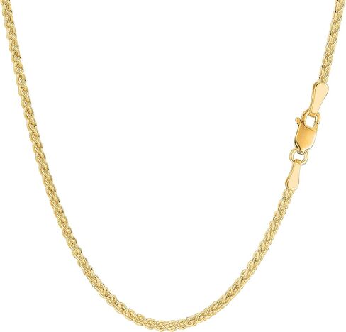 Jewelry Affairs 14k Yellow Gold Round Wheat Chain Necklace, 2.1mm in Saudi Arabia