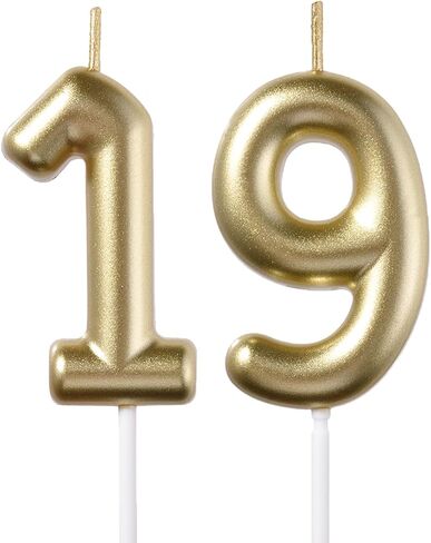 2.35 Inch Gold 19 & 91 Birthday Candles, Number 19th & 91st Cake Topper for Boys Girls Birthday Party Decorations Theme Party in Saudi Arabia