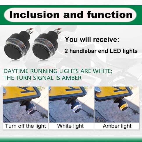 أضواء LED لنهاية مقود الدراجة النارية، لون مزدوج لأضواء إشارة الانعطاف وأضواء العلامات الجانبية أو أضواء الجري باللون الكهرماني والأبيض in Saudi Arabia