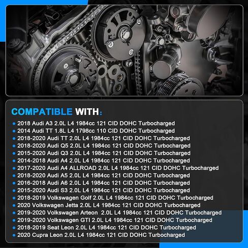 مجموعة سلسلة التوقيت AUCERAMIC EA888 Gen3 مع غطاء توقيت مناسب لأودي A3 A4 A5 A6 Q5 Q3 S3 TT 2015-2020، VW Golf Jetta Arteon GTI 2018-2020 1.8L 2.0L استبدال 06H109210AG 06H103269H in Saudi Arabia