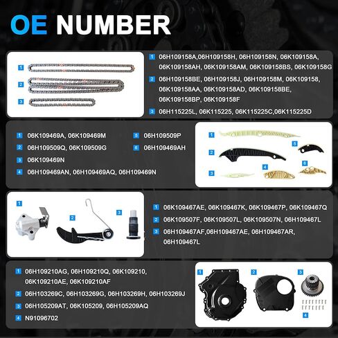 مجموعة سلسلة التوقيت AUCERAMIC EA888 Gen3 مع غطاء توقيت مناسب لأودي A3 A4 A5 A6 Q5 Q3 S3 TT 2015-2020، VW Golf Jetta Arteon GTI 2018-2020 1.8L 2.0L استبدال 06H109210AG 06H103269H in Saudi Arabia