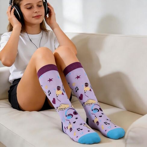 Sophauteem K-Pop Socks for Girls, Just a Girl Who Loves K-Pop Cute Crew Socks, Korean Pop Fan Gift, Kpop Lover Socks for Teens Women, Music Lover Gift Valentines Day Ideas in Saudi Arabia