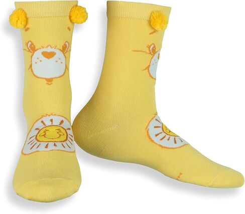 Mad Engine Care Bears Socks Women's Funshine Bear Pom-Pom Mid Calf Crew Socks 1 Pair, Size 9-11 in Saudi Arabia