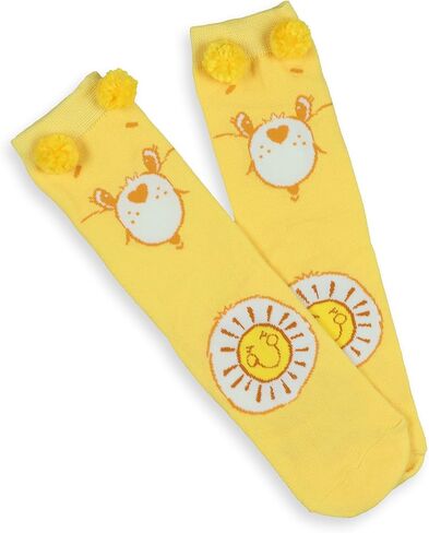 Mad Engine Care Bears Socks Women's Funshine Bear Pom-Pom Mid Calf Crew Socks 1 Pair, Size 9-11 in Saudi Arabia