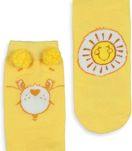 Mad Engine Care Bears Socks Women's Funshine Bear Pom-Pom Mid Calf Crew Socks 1 Pair, Size 9-11 in Saudi Arabia