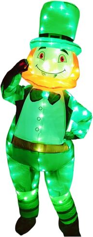 نفخ زي الكبار ST. زي عيد القديس باتريك تفجير البدلة الأيرلندية المتوهجة المضحكة التأثيرية Leprechaun Piggyback Green in Kuwait