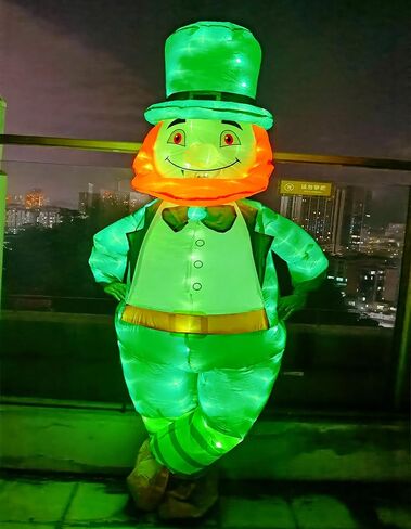 نفخ زي الكبار ST. زي عيد القديس باتريك تفجير البدلة الأيرلندية المتوهجة المضحكة التأثيرية Leprechaun Piggyback Green in Kuwait