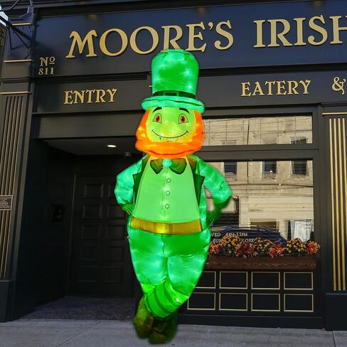 نفخ زي الكبار ST. زي عيد القديس باتريك تفجير البدلة الأيرلندية المتوهجة المضحكة التأثيرية Leprechaun Piggyback Green in Kuwait