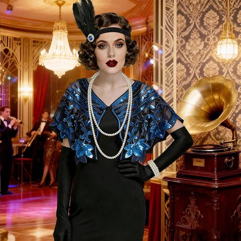 ELECLAND 10 قطع 1920s Flapper Gatsby مجموعة إكسسوارات أزياء طافوا 20 مع غطاء رأس للنساء in Kuwait
