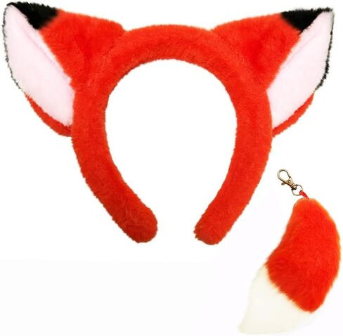 Fox Ears and Tail, Halloween Fox Headband Costume Set, Animal Dress Up Accessories in Kuwait