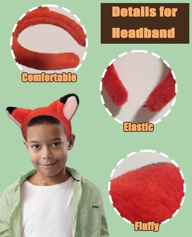 Fox Ears and Tail, Halloween Fox Headband Costume Set, Animal Dress Up Accessories in Kuwait