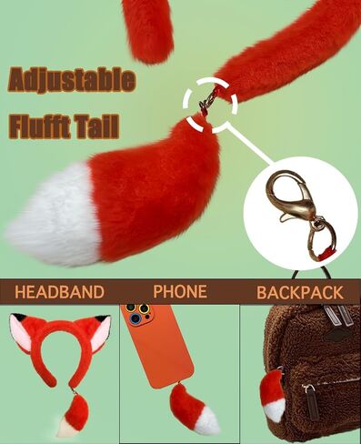 Fox Ears and Tail, Halloween Fox Headband Costume Set, Animal Dress Up Accessories in Kuwait