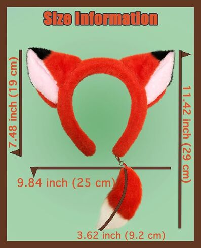 Fox Ears and Tail, Halloween Fox Headband Costume Set, Animal Dress Up Accessories in Kuwait