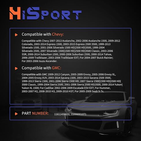 مجموعة حشية مشعب سحب المحرك من HiSport - متوافقة مع Chevy Avalanche Express Silverado Suburban GMC Savana Sierra Cadillac Escalade Hummer 4.8L 5.3L 6.0L 6.2L يستبدل 89060413 MS98016T in Saudi Arabia
