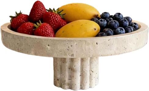 صينية تزيين من الرخام الطبيعي، منظم زينة حديث على شكل صدفي للعطور والشموع وصحن المجوهرات (حجر جيري بيج) in Kuwait