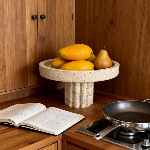 صينية تزيين من الرخام الطبيعي، منظم زينة حديث على شكل صدفي للعطور والشموع وصحن المجوهرات (حجر جيري بيج) in Kuwait