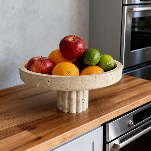 صينية تزيين من الرخام الطبيعي، منظم زينة حديث على شكل صدفي للعطور والشموع وصحن المجوهرات (حجر جيري بيج) in Kuwait