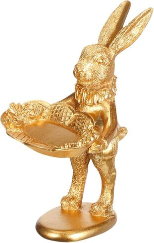 Ciieeo Small Golden Bunny Figurine Jewelry Ring Tray Decorative Serving Rabbit Statue Ornament Standing Bunny Animal Sculpture Home Arts Desktop Accessories in Saudi Arabia