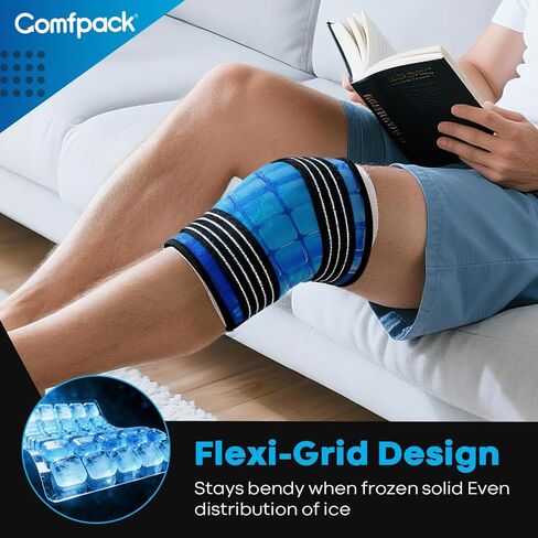 حزمة ثلج كبيرة ملفوفة حول الركبة بالكامل بعد الجراحة، حزمة ثلج هلامية قابلة لإعادة الاستخدام لإصابات الركبة، وتخفيف الألم، والتورم، وجراحة الركبة، والرباط الصليبي الأمامي، والتهاب المفاصل، وتمزق الغضروف المفصلي in Kuwait