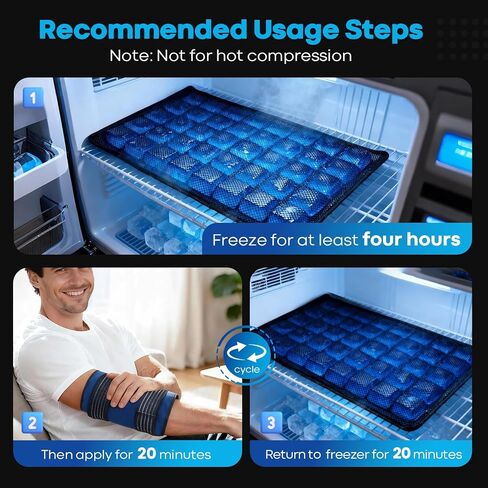 حزمة ثلج كبيرة ملفوفة حول الركبة بالكامل بعد الجراحة، حزمة ثلج هلامية قابلة لإعادة الاستخدام لإصابات الركبة، وتخفيف الألم، والتورم، وجراحة الركبة، والرباط الصليبي الأمامي، والتهاب المفاصل، وتمزق الغضروف المفصلي in Kuwait