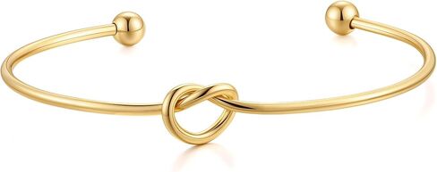 Turandoss Gold Knot Bangle Bracelets for Women - Dainty 18K Gold Plated Cuff Bangle Bracelets for Women Trendy Personalized Open Love Knot Bracelet Adjustable Cuff Bracelet Birthday Jewelry Gifts in Saudi Arabia