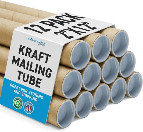 MagicWater Supply Mailing Tube - 2 in x 12 in - Kraft - 1 Pack - for Shipping and Storage of Posters, Arts, Crafts, and Documents in Kuwait