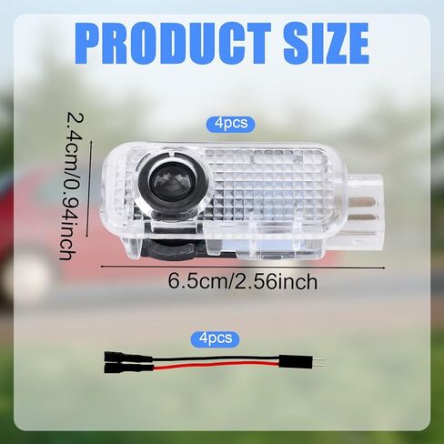 4pcs Never Fade LED Door Light Logo Projection, Car Door Puddle Panel Lights Logo Projector Automotive Accessories Compatible with A3/A4/A5/A6/A7/A8/Q3/Q5/Q7/R8/TT/RS/S3/S4/S5/S6 (4 Rings) in Saudi Arabia