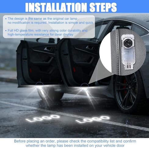 4pcs Never Fade LED Door Light Logo Projection, Car Door Puddle Panel Lights Logo Projector Automotive Accessories Compatible with A3/A4/A5/A6/A7/A8/Q3/Q5/Q7/R8/TT/RS/S3/S4/S5/S6 (4 Rings) in Saudi Arabia