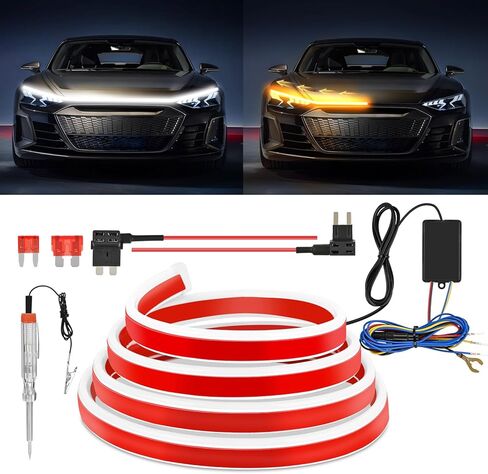 شريط غطاء محرك السيارة LED مقاس 70 بوصة من Nilight، إشارة الانعطاف الكهرمانية المتسلسلة لبدء التشغيل الديناميكي الأبيض DRL، مقاومة للماء للسيارات وسيارات الدفع الرباعي والشاحنات in Saudi Arabia