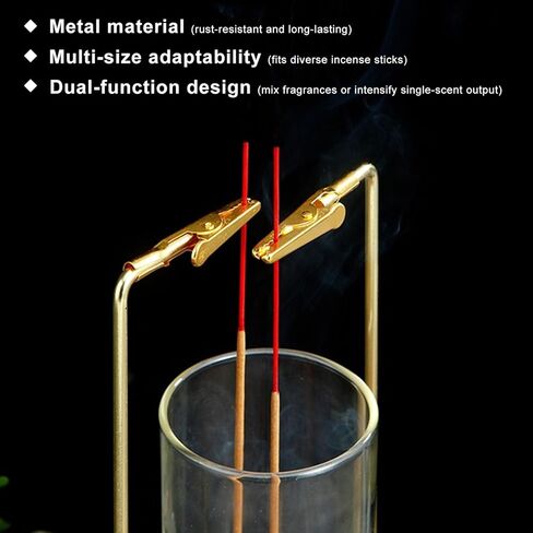  حامل البخور، صينية طبق بخور من الخشب الصلب، مشبك معدني مزدوج وصائد رماد زجاجي، مبخرة مصنوعة يدويًا رأسًا على عقب لديكور غرفة السبا واليوجا والتأمل in Kuwait