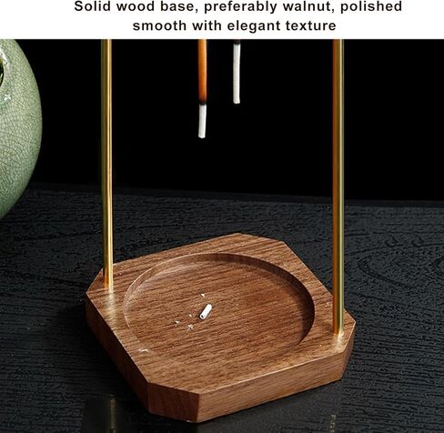  حامل البخور، صينية طبق بخور من الخشب الصلب، مشبك معدني مزدوج وصائد رماد زجاجي، مبخرة مصنوعة يدويًا رأسًا على عقب لديكور غرفة السبا واليوجا والتأمل in Kuwait