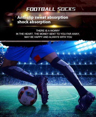 Professional Over-the-Knee Soccer Socks for Men and Women, Multi-Color High-Cut Thick Towel Bottom, US Size 6-11 in Saudi Arabia