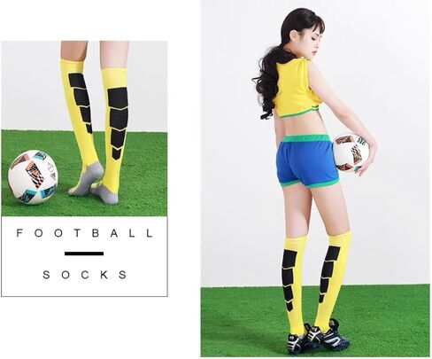 Professional Over-the-Knee Soccer Socks for Men and Women, Multi-Color High-Cut Thick Towel Bottom, US Size 6-11 in Saudi Arabia