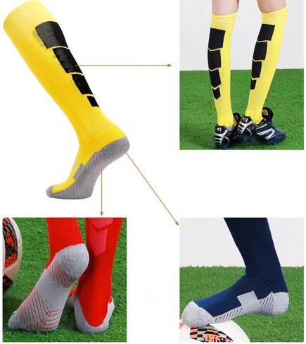 Professional Over-the-Knee Soccer Socks for Men and Women, Multi-Color High-Cut Thick Towel Bottom, US Size 6-11 in Saudi Arabia