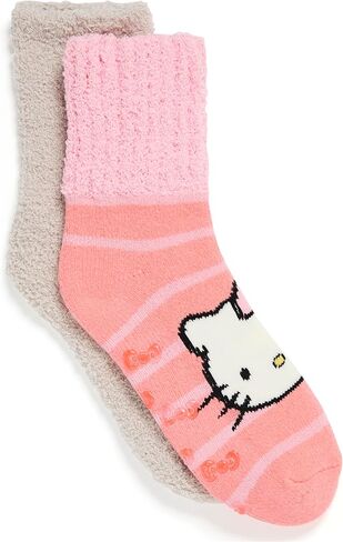 Hello Kitty womens 2 Pack Popo Cuff Fuzzy Crew Socks in Saudi Arabia