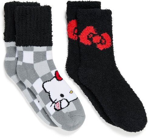 Hello Kitty womens 2 Pack Popo Cuff Fuzzy Crew Socks in Saudi Arabia