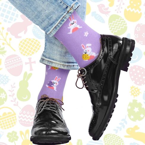 Funtery 12 Pairs of Easter Socks Women rabbits Easter Egg St. Patrick's Day Novelty Design Crew Socks Easter Gifts in Saudi Arabia