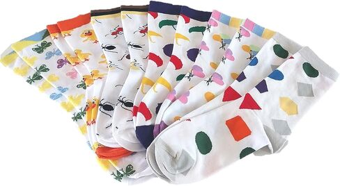 Mixin Itup Imagination Collection Colorful Patterned Crew Socks, Pack of 6, Assorted Designs in Saudi Arabia