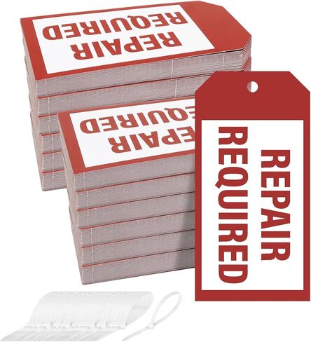 160 PCS Repair Required Tags 4.2 x 2.1 Inch Red Tags with Plastic Ties Hang Tag for Broken Equipment Parts Mechanic Maintenance Repair Label in Kuwait