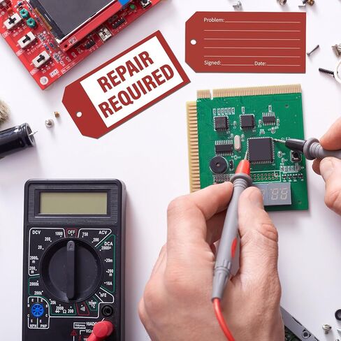 160 PCS Repair Required Tags 4.2 x 2.1 Inch Red Tags with Plastic Ties Hang Tag for Broken Equipment Parts Mechanic Maintenance Repair Label in Kuwait