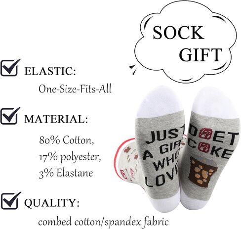 ZJXHPO Diet Drinks Crew Sock Soda Drinker Gift Just A Gil Who Loves Diet Drinks Novelty Sock Soda Lover Gift (US, Alpha, Medium, Regular, Regular, Just Diet Sock) in Saudi Arabia