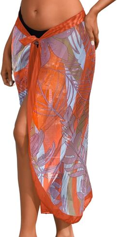 Print Cover Up Skirt, Sarong Wraps For Women, Beach Vacation Outfits, Fits sizes 0-16, Sexy Pareo High Slit Pool in Saudi Arabia