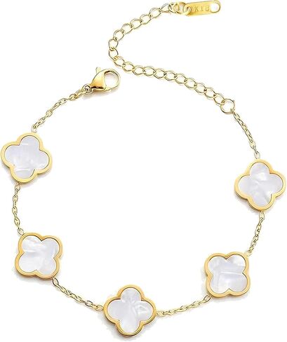 BG&WLing 18K Gold Plated Clover Bracelet for Women, Lucky Four Leaf Clover Charm Link Bracelets Adjustable Cute Dainty Jewelry Gifts for Birthday Christmas Anniversary in Saudi Arabia
