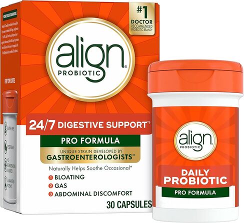 Align Probiotic, Pro Formula، البروبيوتيك للنساء والرجال، مكمل بروبيوتيك يومي، يساعد على تهدئة آلام البطن والانتفاخ العرضي*، العلامة التجارية رقم 1 التي يوصي بها الأطباء‡، 30 كبسولة in Kuwait