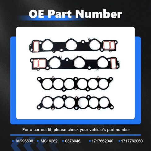 AUCERAMIC MS95898 Intake Manifold Gasket Set Fit 1996-2002 for Toyota 4Runner 1995-1998 for T100 1995-2004 for Tacoma 2000-2004 for Tundra 3.4L V6 in Saudi Arabia