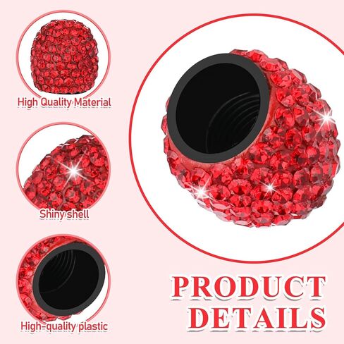4 Pcs Red Tire Valve Caps Bling Crystal Tire Valve Stem Caps Handmade Rhinestone Car Accessories Universal Tires Valves Stem Covers Corrosion Resistant for Cars Trucks SUV Motorcycles Bikes in Saudi Arabia