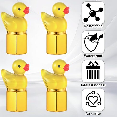 4 Pcs Cute Duck Tire Valve Stem Cap, Decorative Tires Valves Caps, Glow in The Dark Tire Valve Caps, Wheel Accessories, Universal for Cars, Motorcycles, Trucks and Bicycles (Gold) in Saudi Arabia