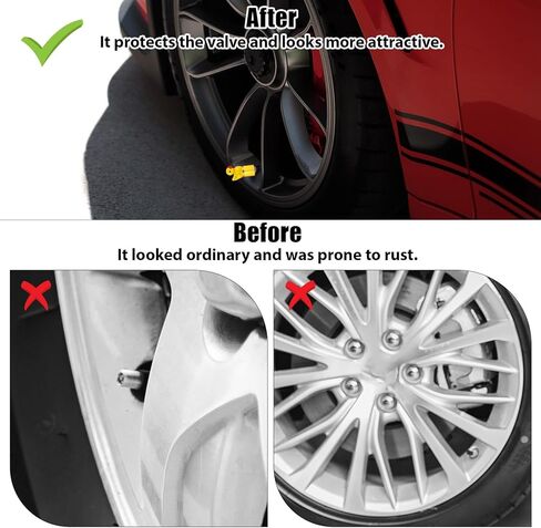 4 Pcs Cute Duck Tire Valve Stem Cap, Decorative Tires Valves Caps, Glow in The Dark Tire Valve Caps, Wheel Accessories, Universal for Cars, Motorcycles, Trucks and Bicycles (Gold) in Saudi Arabia